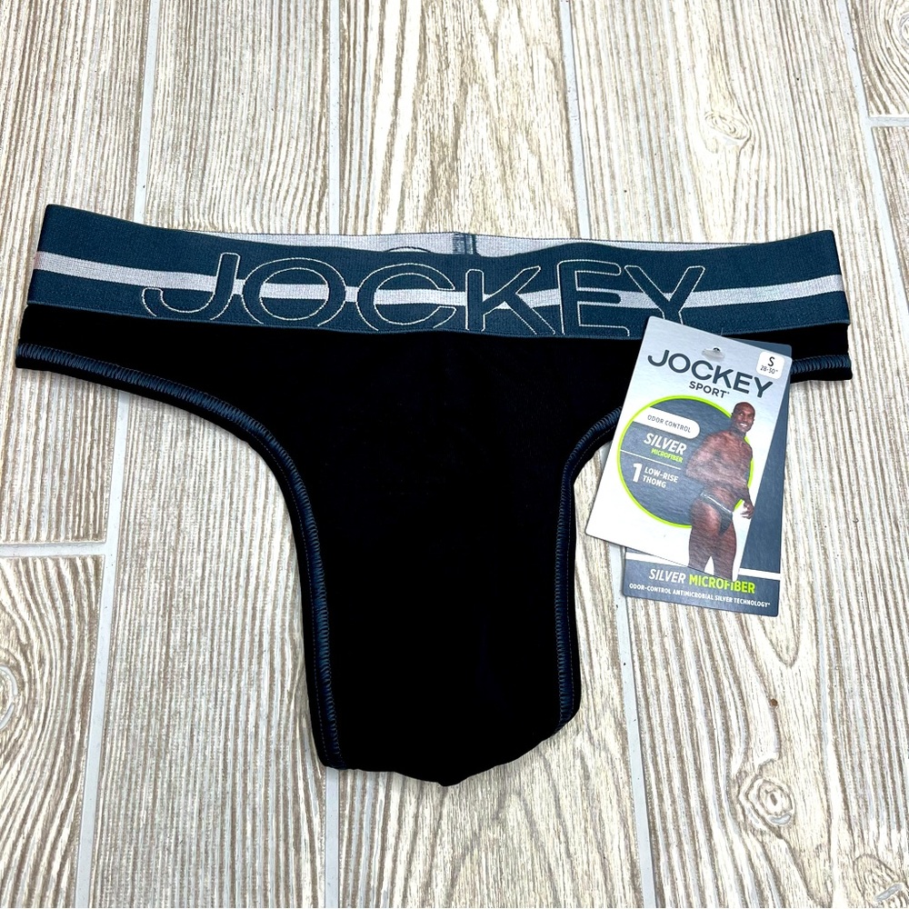 Men’s Jockey Sport Silver Microfiber Thong Athletic Gym Underwear Small